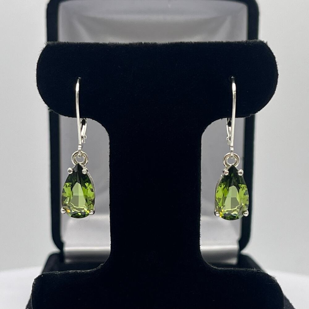 Beautiful 5ctw Pear Cut Peridot Earrings in Sterling Silver